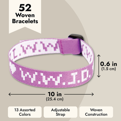 52-Pack WWJD Bracelets for Men and Women, What Would Jesus Do Bracelets