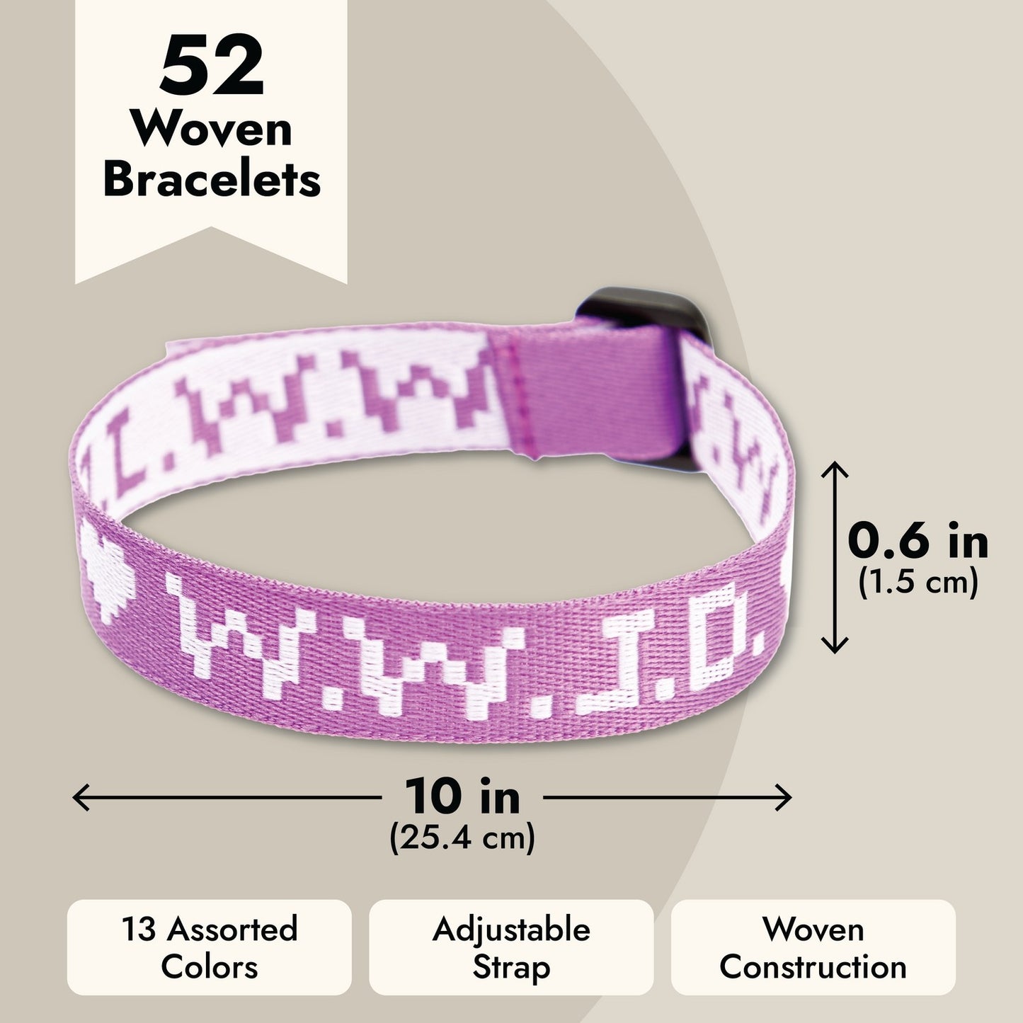 52-Pack WWJD Bracelets for Men and Women, What Would Jesus Do Bracelets