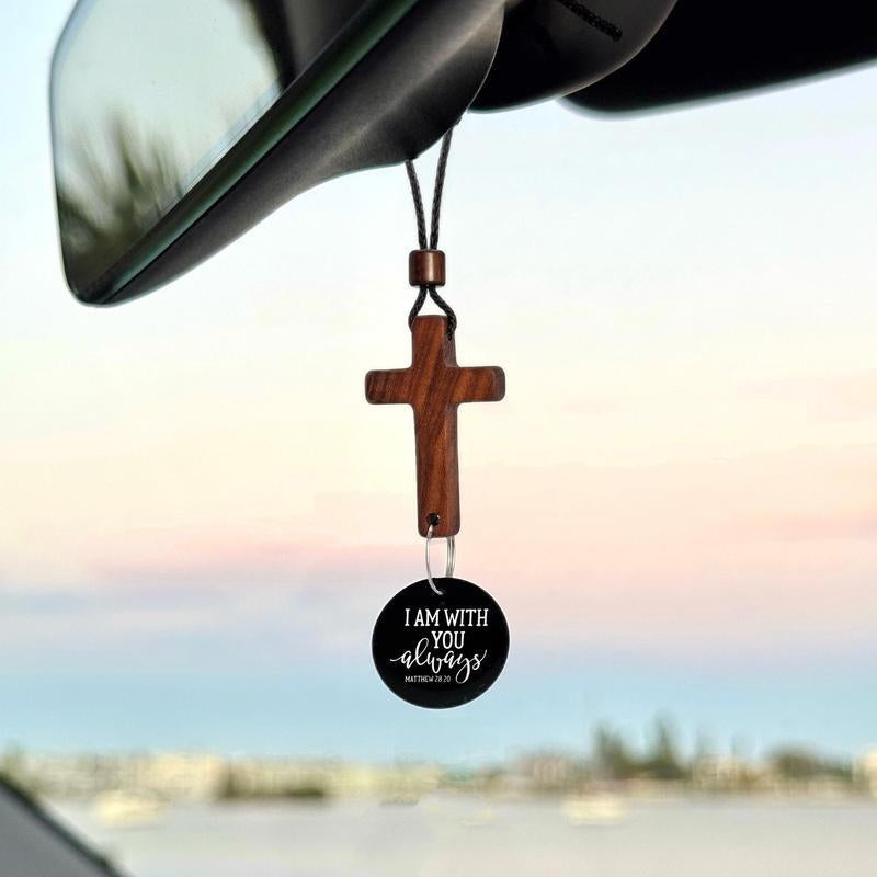 Bible Verse Car Rearview Hanging Cross Ornament, Car Rearview Mirror Cross Pendant, Christian Accessories