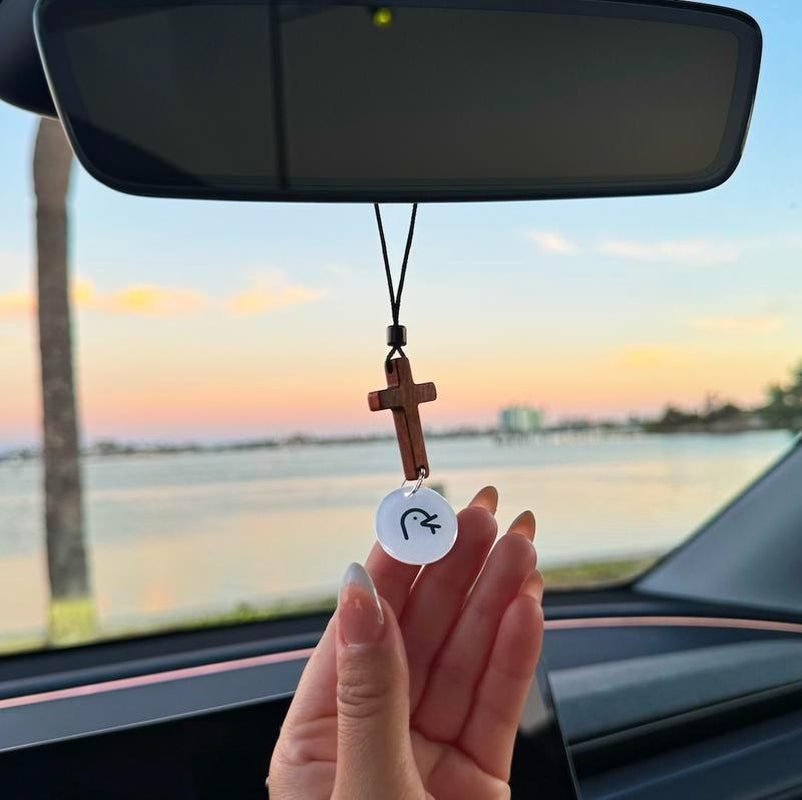 Bible Verse Car Rearview Hanging Cross Ornament, Car Rearview Mirror Cross Pendant, Christian Accessories