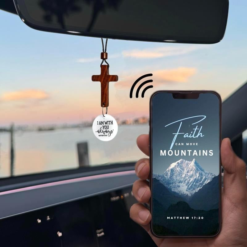 Bible Verse Car Rearview Hanging Cross Ornament, Car Rearview Mirror Cross Pendant, Christian Accessories