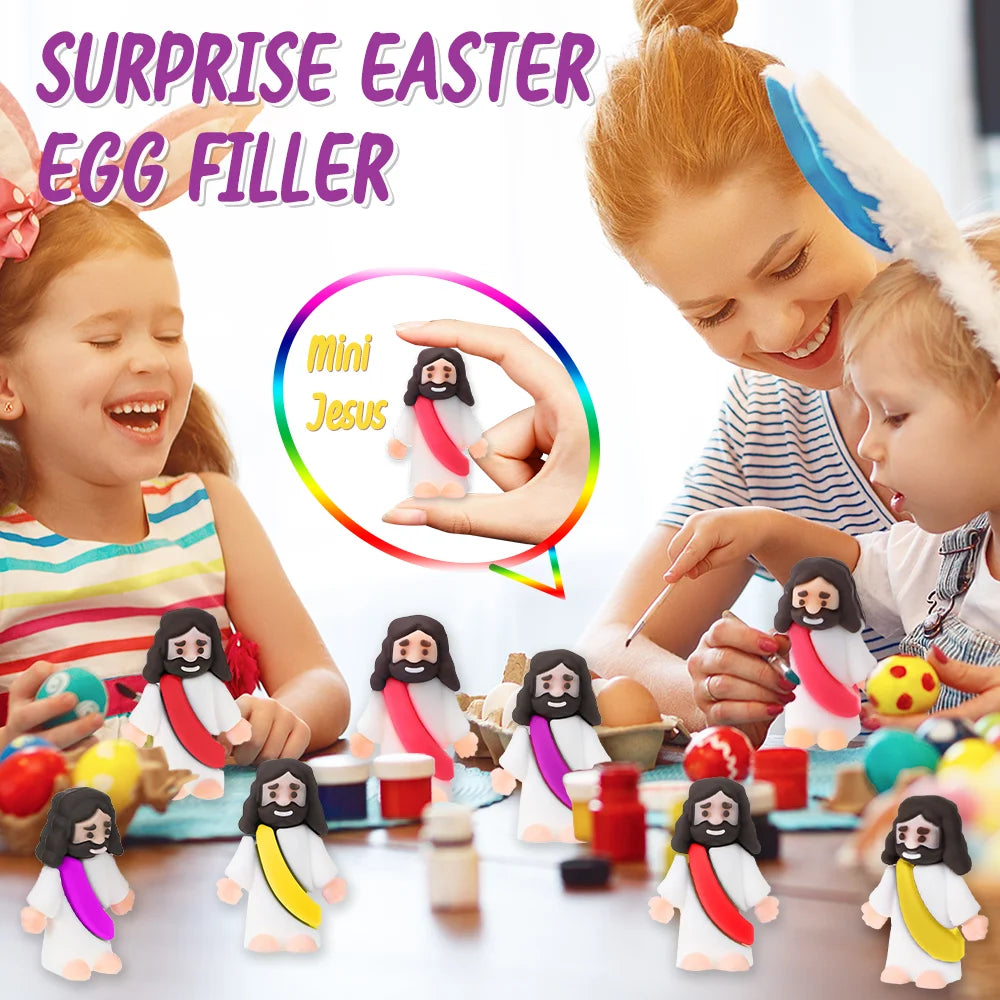 100 Pack Mini Jesus Figurines Bulk Little Jesus Figures Toys Religious Jesus Doll Christ Savior Tiny Jesus for Church Hide Thanksgiving Day Sunday School Craft Baptism Gift(Vibrant Colors)