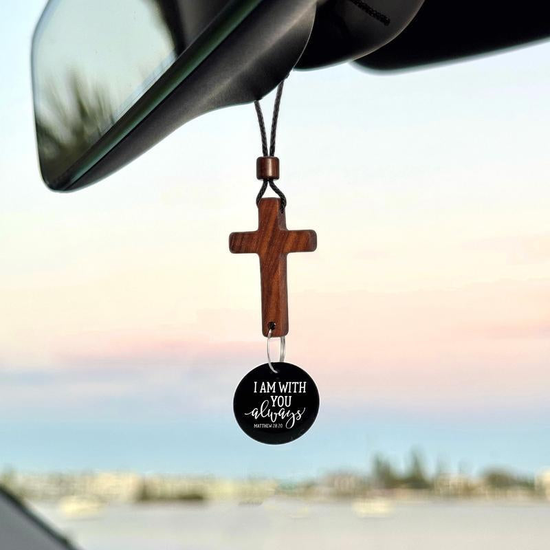 Bible Verse Car Rearview Hanging Cross Ornament, Car Rearview Mirror Cross Pendant, Christian Accessories