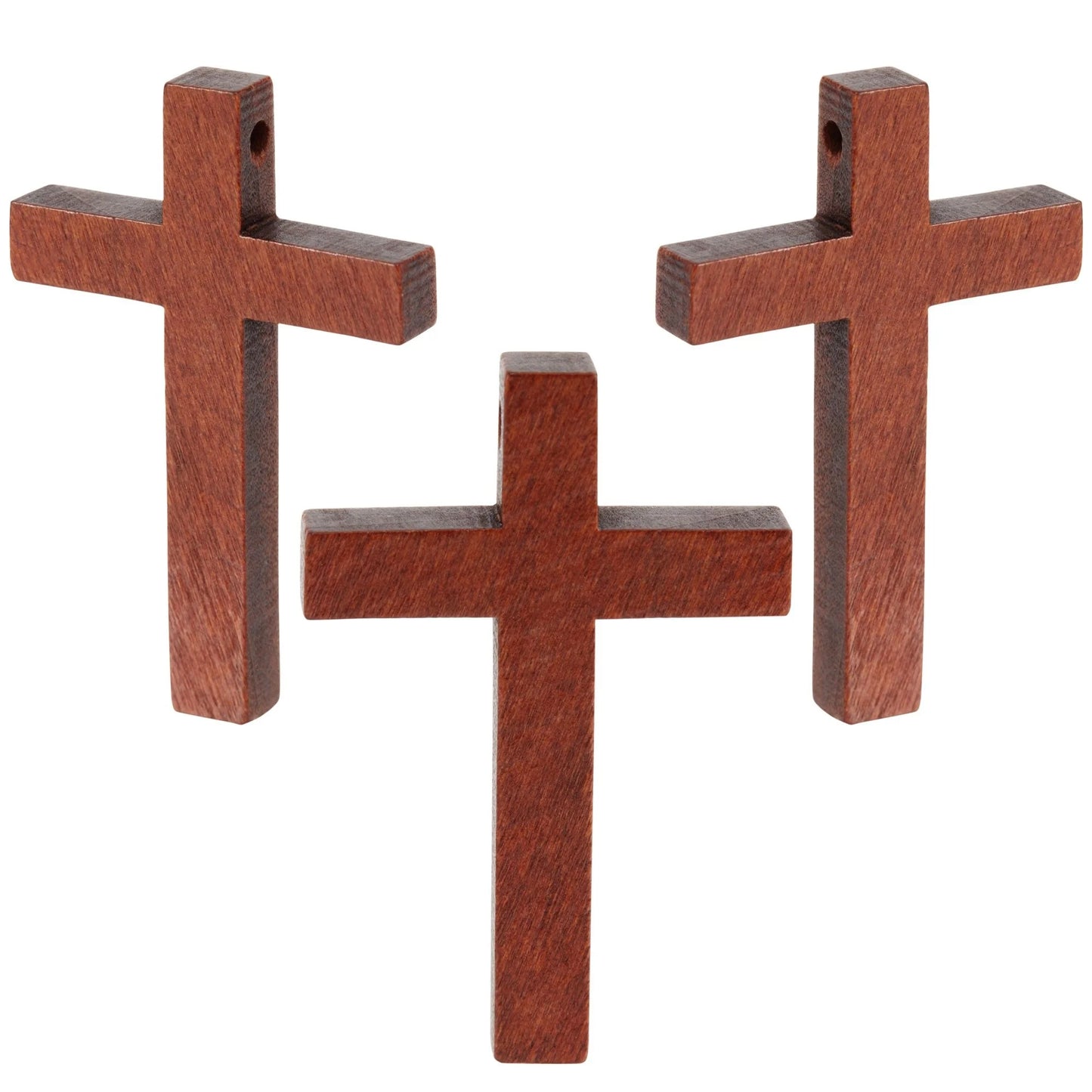 50 Pack Bulk Small Cross Set for Crafts, Wooden Cross Charms for Christian Baptism, Easter, First Communion, Rosary (1 X 2 In)