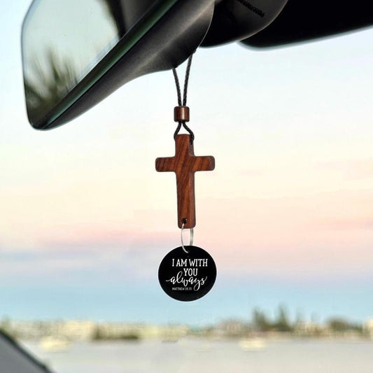 Bible Verse Car Rearview Hanging Cross Ornament, Car Rearview Mirror Cross Pendant, Christian Accessories