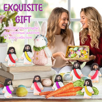 100 Pack Mini Jesus Figurines Bulk Little Jesus Figures Toys Religious Jesus Doll Christ Savior Tiny Jesus for Church Hide Thanksgiving Day Sunday School Craft Baptism Gift(Vibrant Colors)
