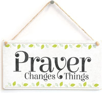Prayer Changes Things - Beautiful Home Accessory Novelty Gift Sign Spiritual Religious Plaque 10"X5"