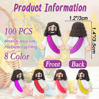 100 Pack Mini Jesus Figurines Bulk Little Jesus Figures Toys Religious Jesus Doll Christ Savior Tiny Jesus for Church Hide Thanksgiving Day Sunday School Craft Baptism Gift(Vibrant Colors)